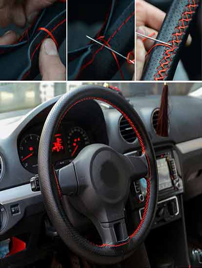 Leather Steering Wheel Cover for Kia Seltos